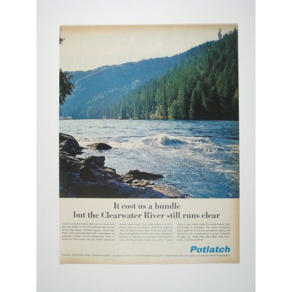 Vintage Potlatch Advertisement Clearwater River 1960s Print Ad ADVERT - Picture 1 of 2